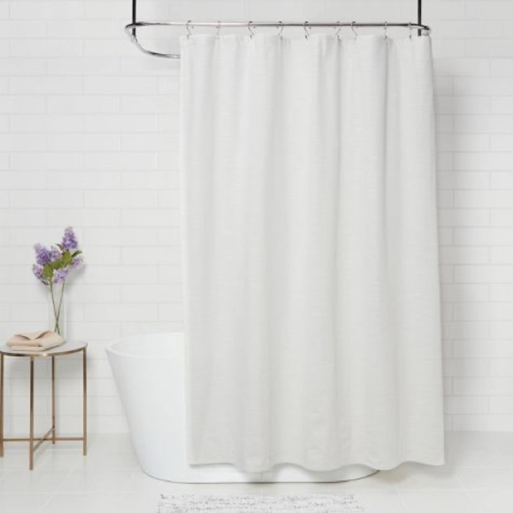 Threshold Subtle Striped Textured Shower Curtain Off-White/Cream